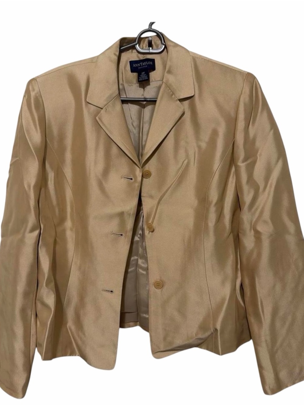 Ann Taylor Gold/Champagne Silk Three Button Blazer Size 10P